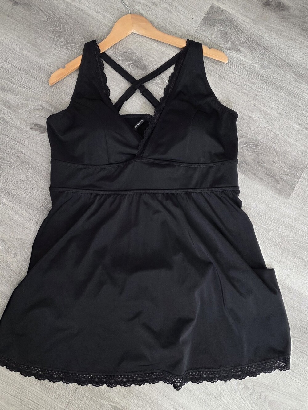 Torrid Black Lace Trim Swim Dress Sz 3 - Picture 4 of 11